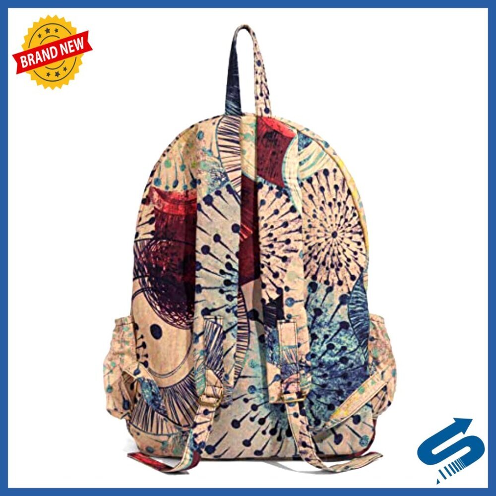 Large Capacity Bohemian Backpack Foldable Canvas Daypack Travel Bag - Picture 3 of 6